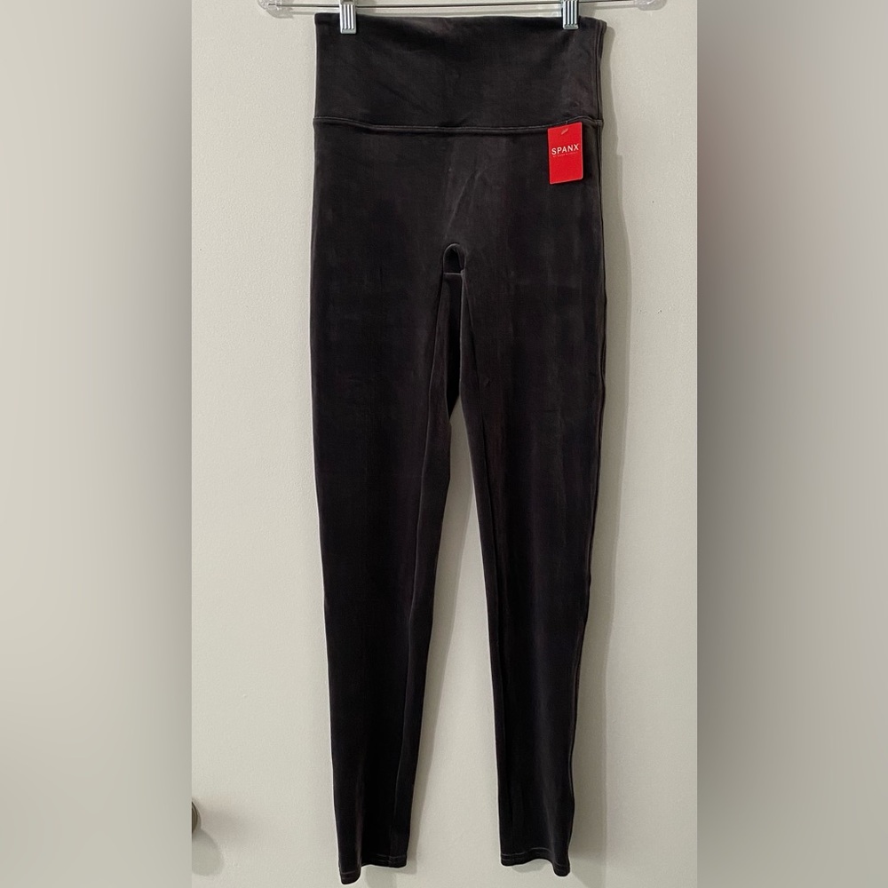 SPANX Charcoal Gray Color Velvet Leggings